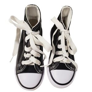 Kids Size 8 Black High Top Canvas Sneakers  Unbranded Lace Up Casual Shoes